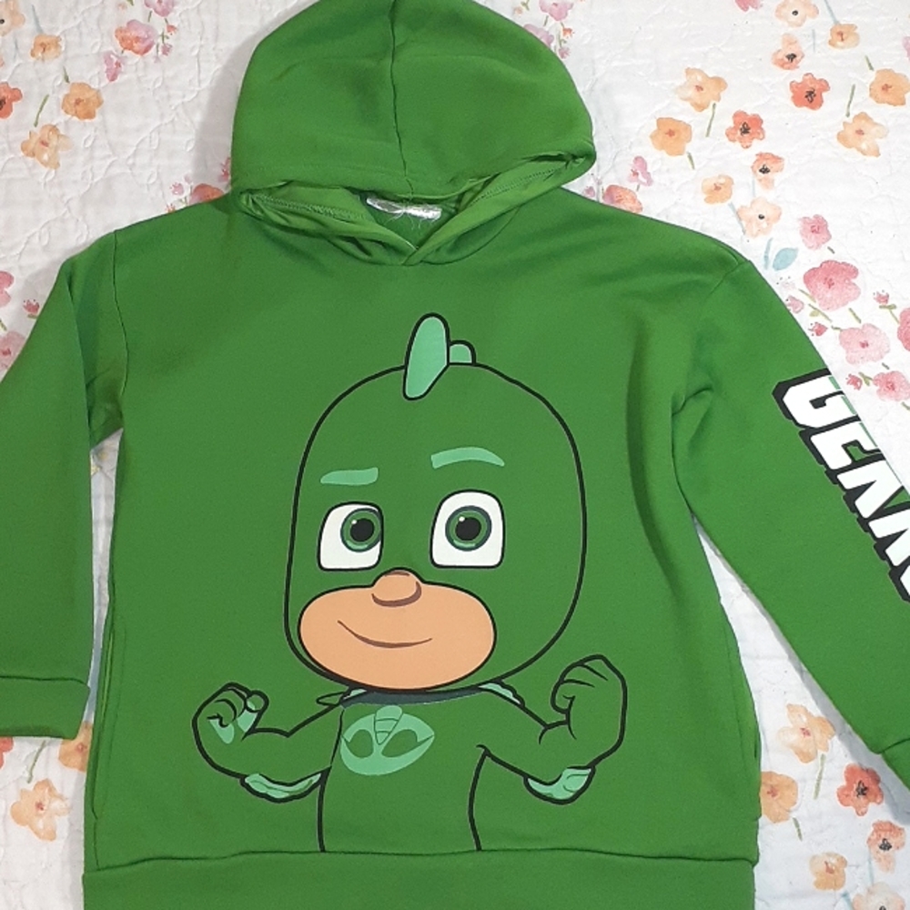 PJ Masks Gekko Fleece Pullover Hoodie Size 7/8 GREAT CONDITION